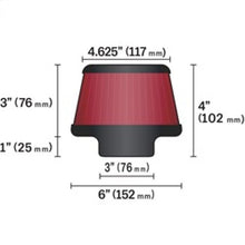 Load image into Gallery viewer, K&amp;N Universal Round Clamp-On Air Filter 3in Flange ID x 6in Base OD x 4.625in Top OD x 3in Height K&amp;N Engineering KNNRU-5288
