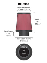 Load image into Gallery viewer, K&amp;N Universal Rubber Filter 3 1/2inch ID FLG / 6inch Base / 4-5/8inch Top / 6inch Height K&amp;N Engineering KNNRE-0950
