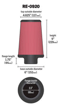 Load image into Gallery viewer, K&amp;N Universal Rubber Filter 3 1/2inch ID FLG / 6inch Base / 4-5/8inch Top / 9inch Height K&amp;N Engineering KNNRE-0920