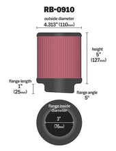 Load image into Gallery viewer, K&amp;N Universal Rubber Filter 3 inch 5 Degree FLG 4 1/2 inch OD 5 inch Height K&amp;N Engineering KNNRB-0910