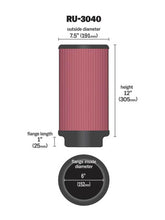 Load image into Gallery viewer, K&amp;N Universal Rubber Filter 6in ID 7.5in OD 12in H K&amp;N Engineering KNNRU-3040