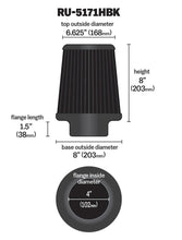 Load image into Gallery viewer, K&amp;N Universal Rubber Filter-Round Tapered 4in Flange ID x 8in Base OD x 6.625in Top OD x 8in H K&amp;N Engineering KNNRU-5171HBK