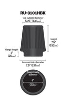 Load image into Gallery viewer, K&amp;N Universal Rubber Filter Round Tapered 6in Flange ID x 7.5in Base OD x 5.25in Top OD x 8in Height K&amp;N Engineering KNNRU-3101HBK