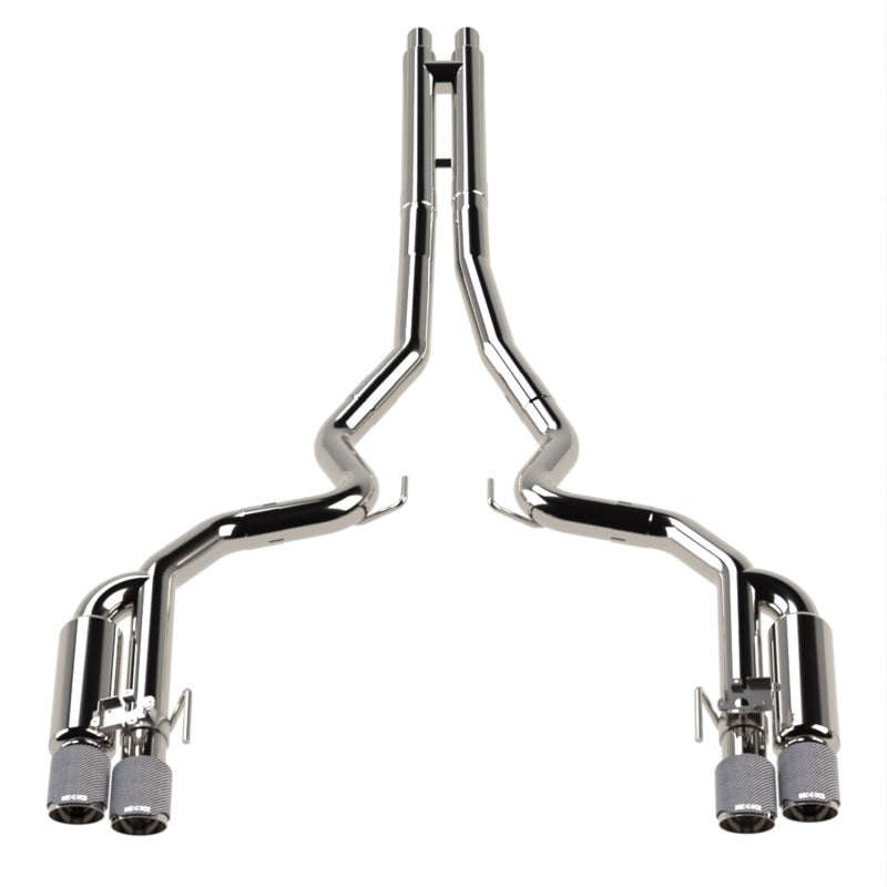 Kooks Headers Kooks 18-24 Ford Mustang GT 5.0 3in. Valved Shotgun Cat-Back Exhaust - Carbon Tips