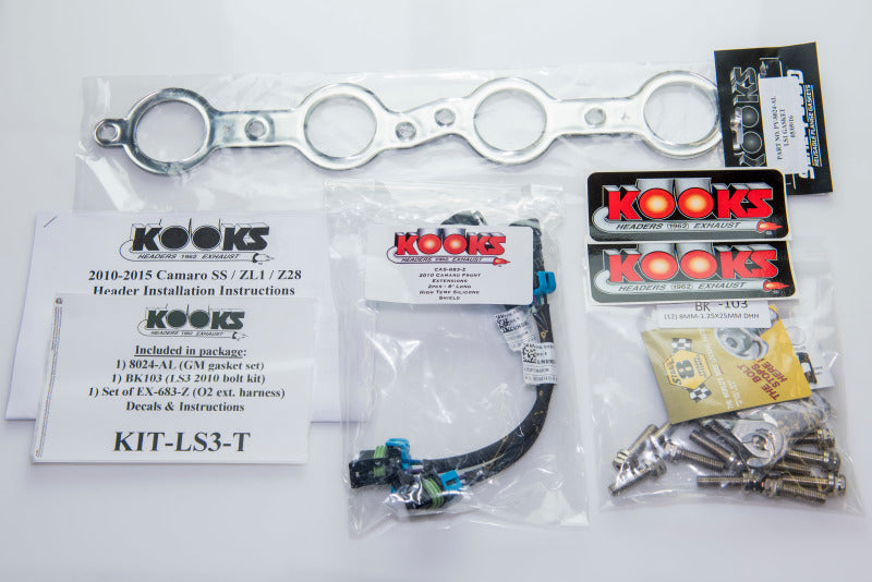 Complete Kooks 2250H420 header and green catted connection kit with gaskets hardware O2 extensions and instructions