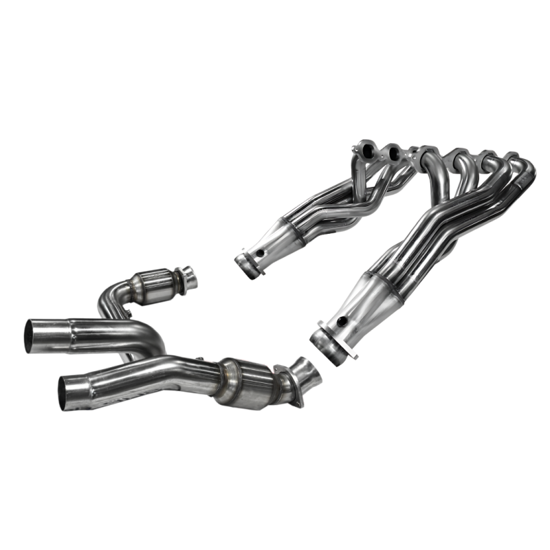 Close-up of Kooks 1-7/8 inch primary tubes and merged collector on Escalade V header