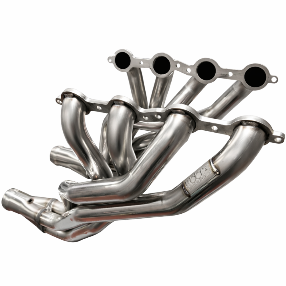 Close-up of Kooks high-flow catted connection pipes