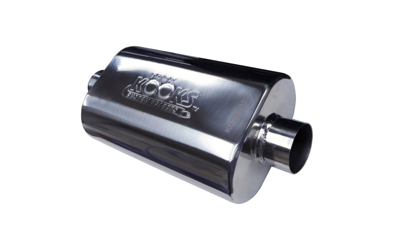 Kooks KO250-12 2.5 in. Oval Weld On Muffler 12 in. Body T304 Stainless Steel - Kooks Headers KSHKO250-12