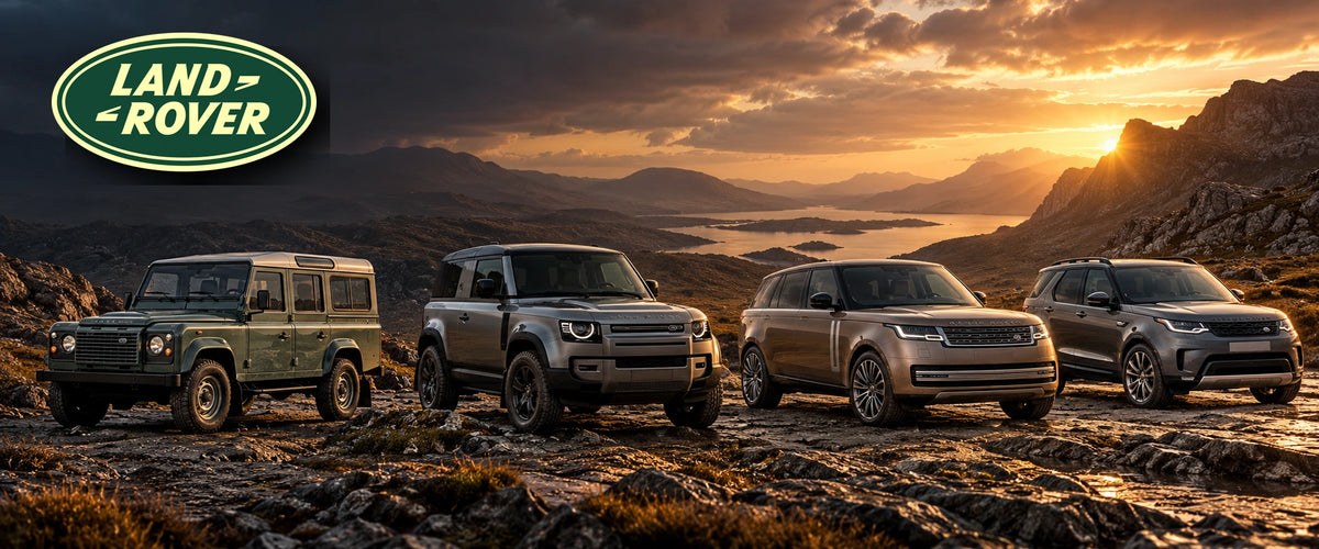 Land Rover vehicle collection banner with official manufacturer logo