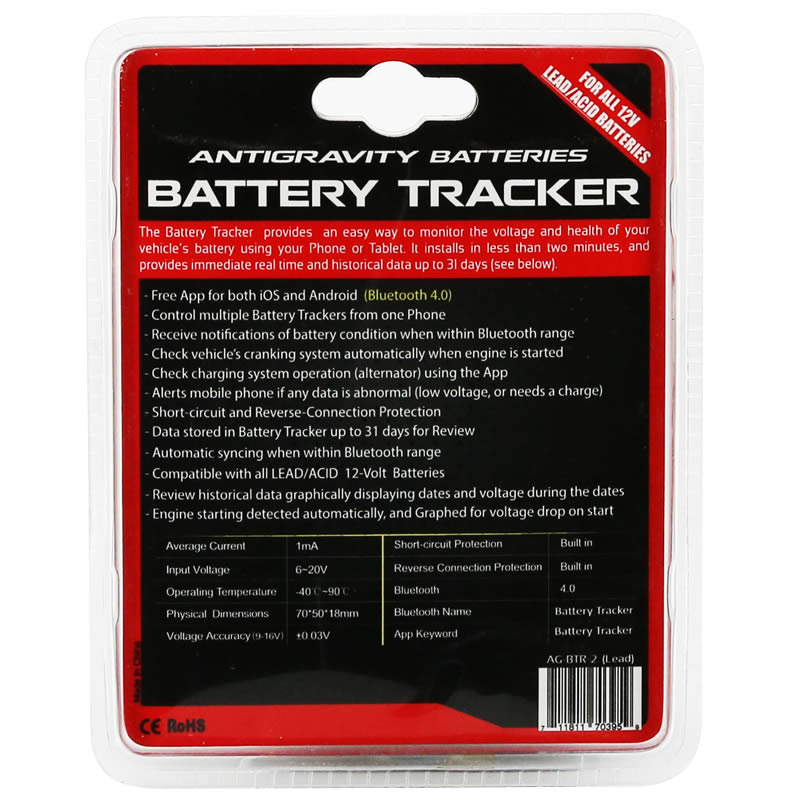 Antigravity Battery Tracker (Lead/Acid) - Black Ops Auto Works SKU: AG-BTR-2