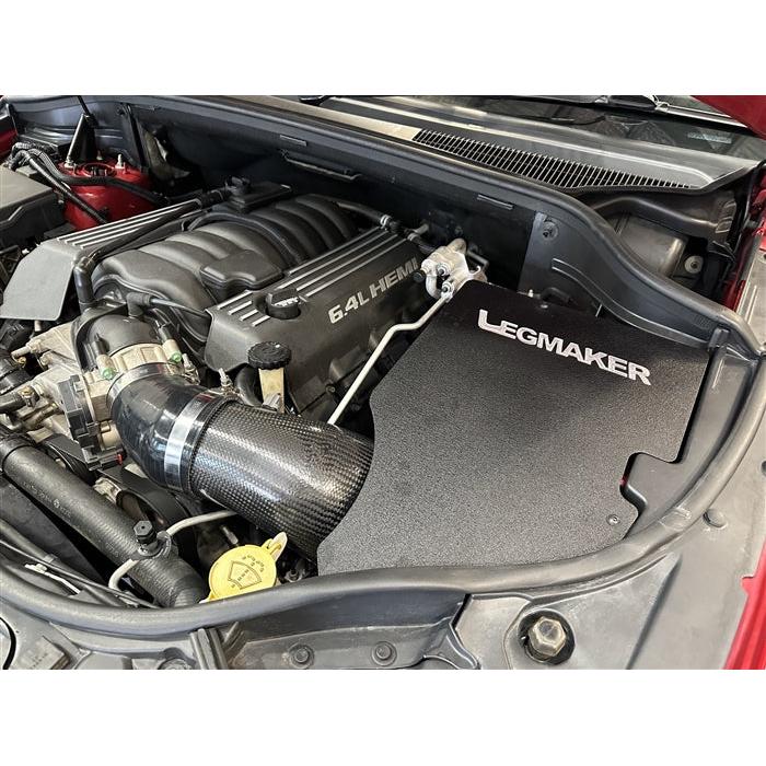 Legmaker carbon fiber short ram intake installed in Jeep Grand Cherokee SRT engine bay