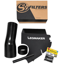 Load image into Gallery viewer, Legmaker intake with S&amp;B 6" filter, Outerwears pre-filter, and aluminum rain cover