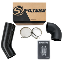 Load image into Gallery viewer, Legmaker FrankenTake IV carbon fiber intake installed in Jeep Grand Cherokee SRT8 engine bay