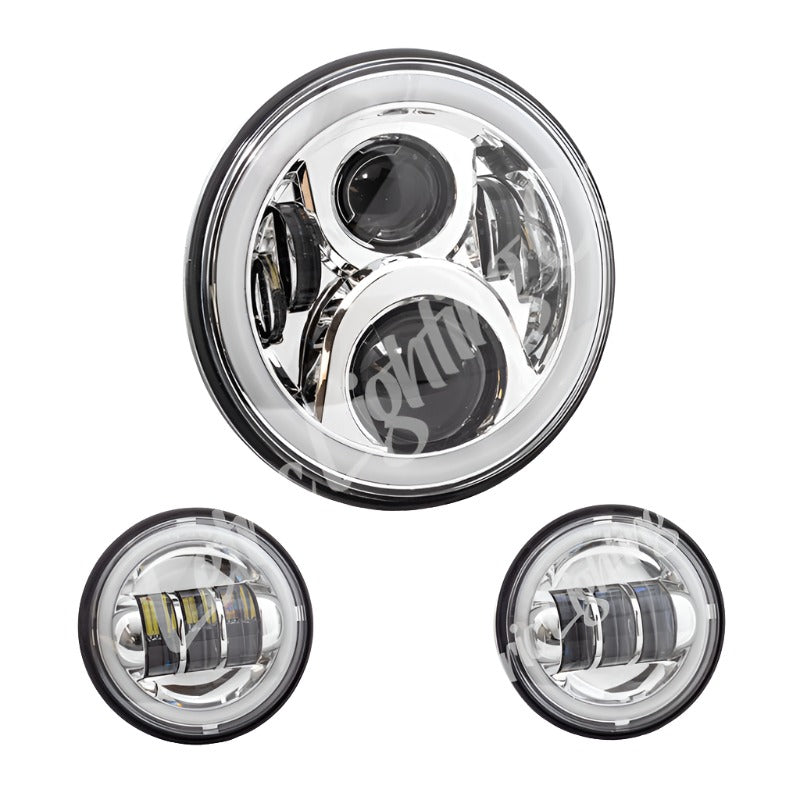 Letric Lighting 7in Led Chrome Full-Halo Indian-Misc Powersports-Letric Lighting-
