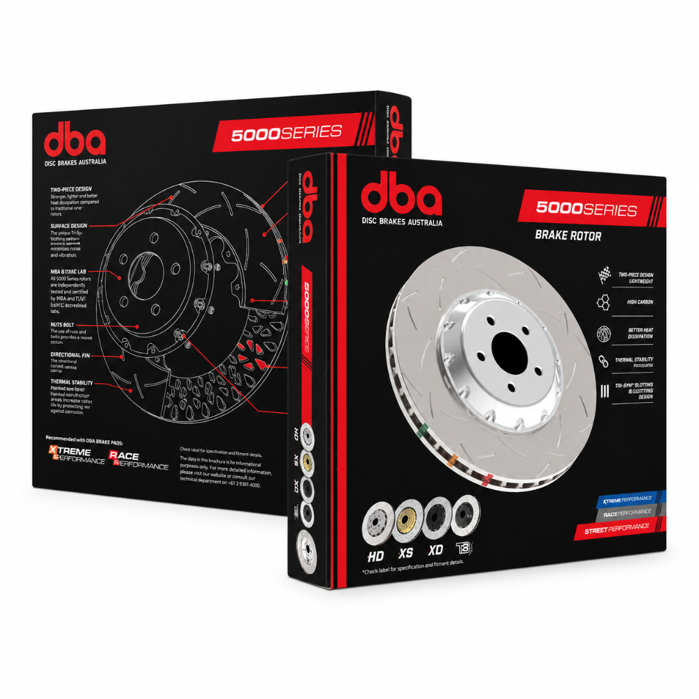 Lexus GS350 F Sport front slotted brake rotor with 356mm DBA performance fitment