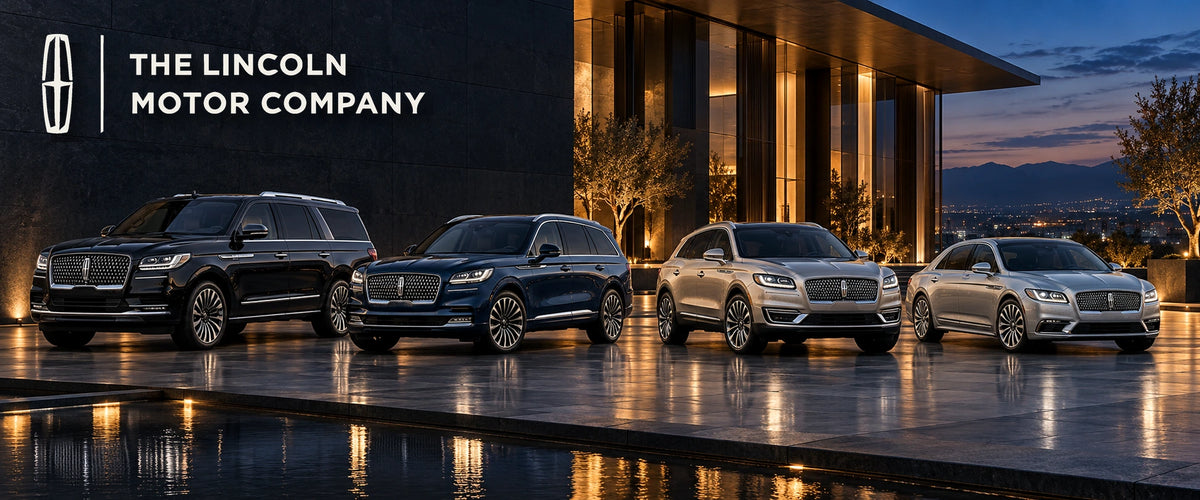 Lincoln Motor Company broad collection banner with four complete luxury vehicles
