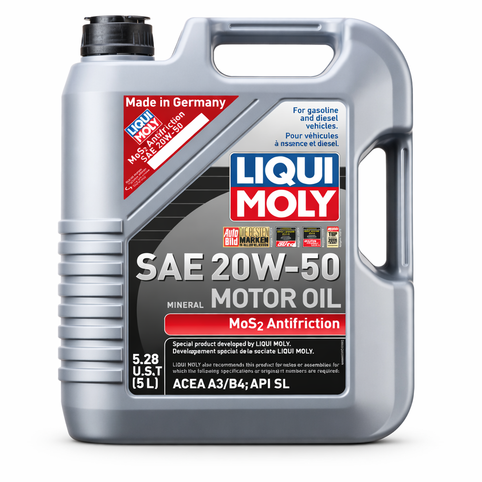 LIQUI MOLY MoS2 20W50 motor oil 5L bottle full view