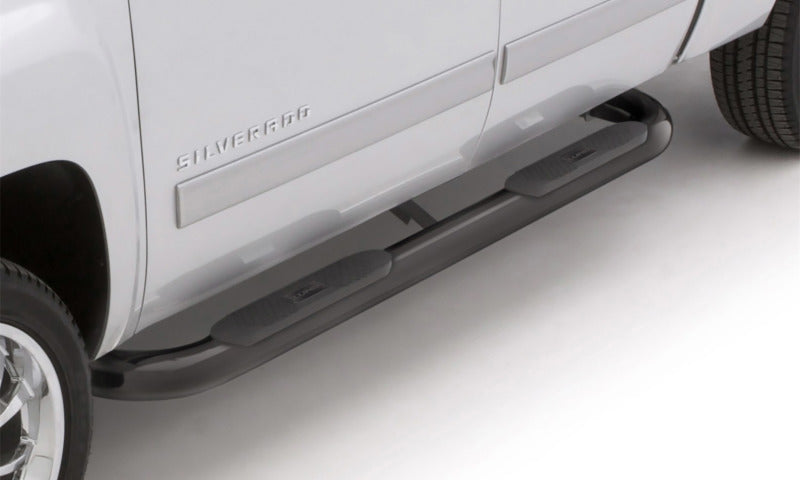Lund 05-17 Toyota Tacoma Access Cab 4in. Oval Curved Steel Nerf Bars - Black - Black Ops Auto Works