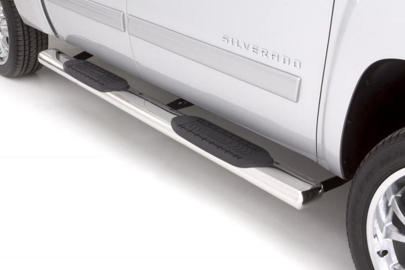 Lund 07-17 Chevy Silverado 1500 Ext. Cab 6in. Oval Straight SS Nerf Bars - Polished - Black Ops Auto Works