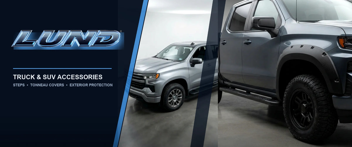 LUND brand collection banner with official LUND logo and manufacturer truck accessory imagery