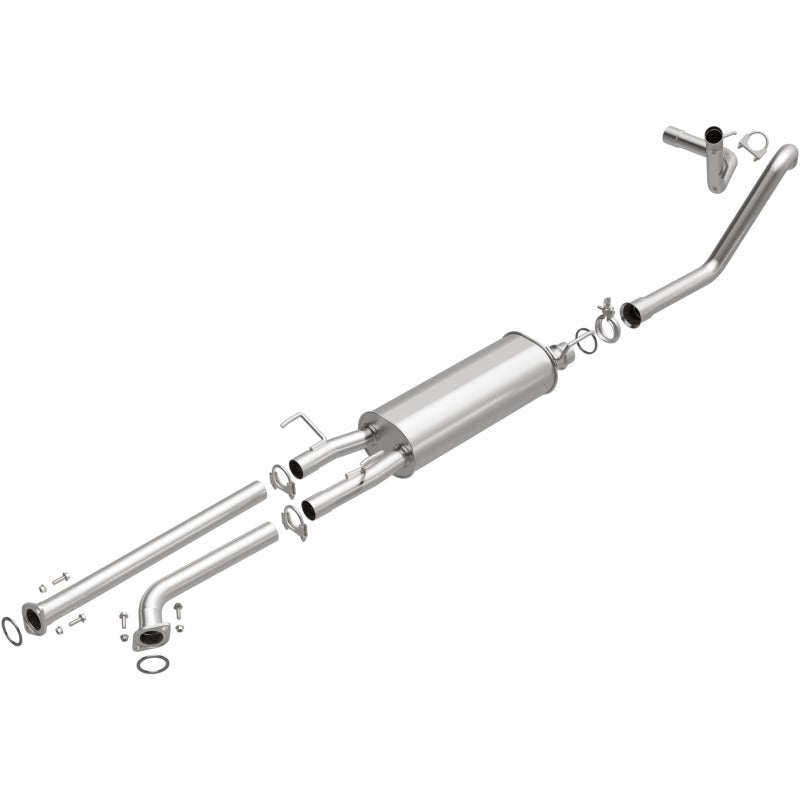 Rear view of MagnaFlow polished dual tips on Tundra exhaust