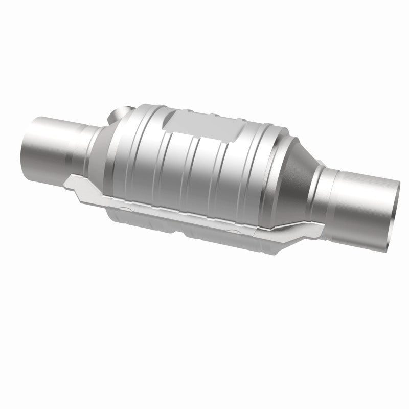 MagnaFlow Conv Univ 2in In/Out Ctr/Ctr Round 9in Body L x 5.125in W x 13in Overall L Single O2 Port-Catalytic Converter Universal-Magnaflow-841380069429-