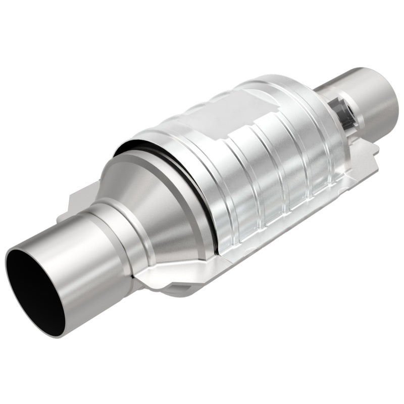MagnaFlow Conv Univ 2in In/Out Ctr/Ctr Round 9in Body L x 5.125in W x 13in Overall L Single O2 Port-Catalytic Converter Universal-Magnaflow-841380069429-