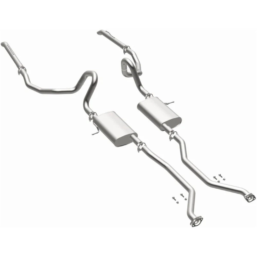 BRExhaust 106-0618 aluminized steel mufflers and mandrel-bent dual exhaust pipes reverse product view