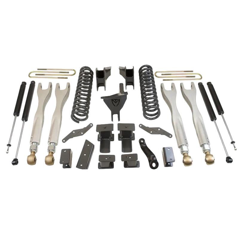Close up MaxTrac forged aluminum 4-link arms and radius arm brackets