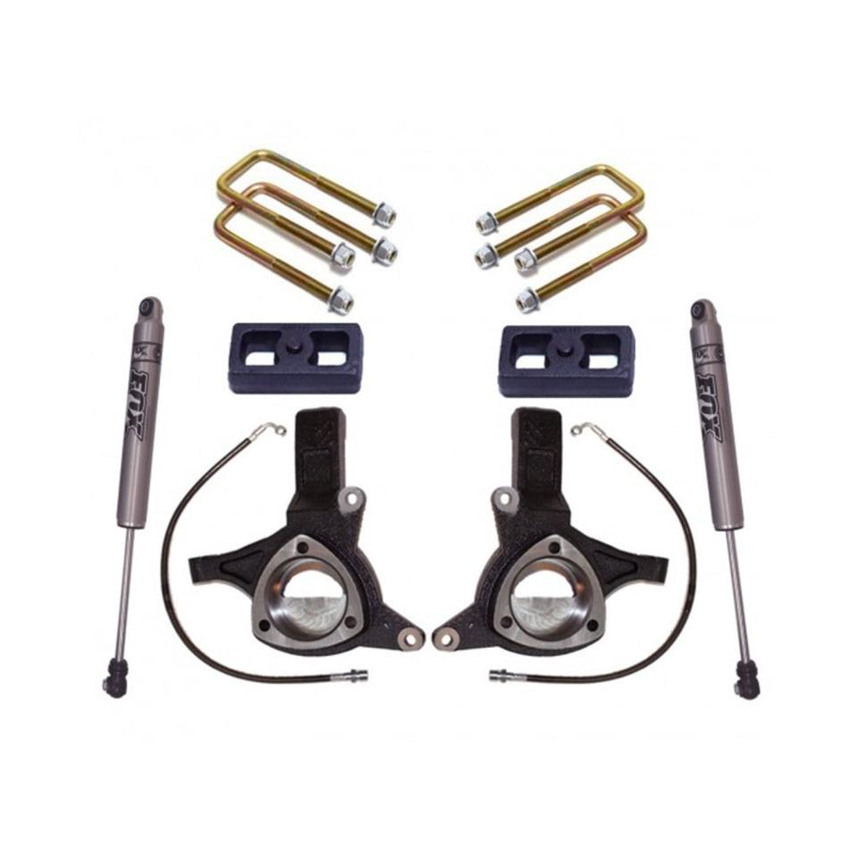 MaxTrac 07-16 GM C1500 2WD w/Cast Steel Susp. 4.5in/2in MaxPro Elite Spindle Lift Kit w/FOX Shocks - MaxTrac MXTK881343F