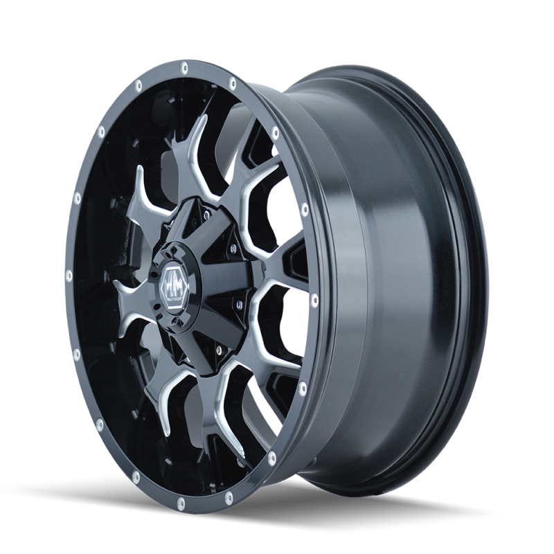 Mayhem 8015 Warrior 20x9 / 6x135 BP / 18mm Offset / 106mm Hub Black w/ Milled Spokes Wheel - Black Ops Auto Works