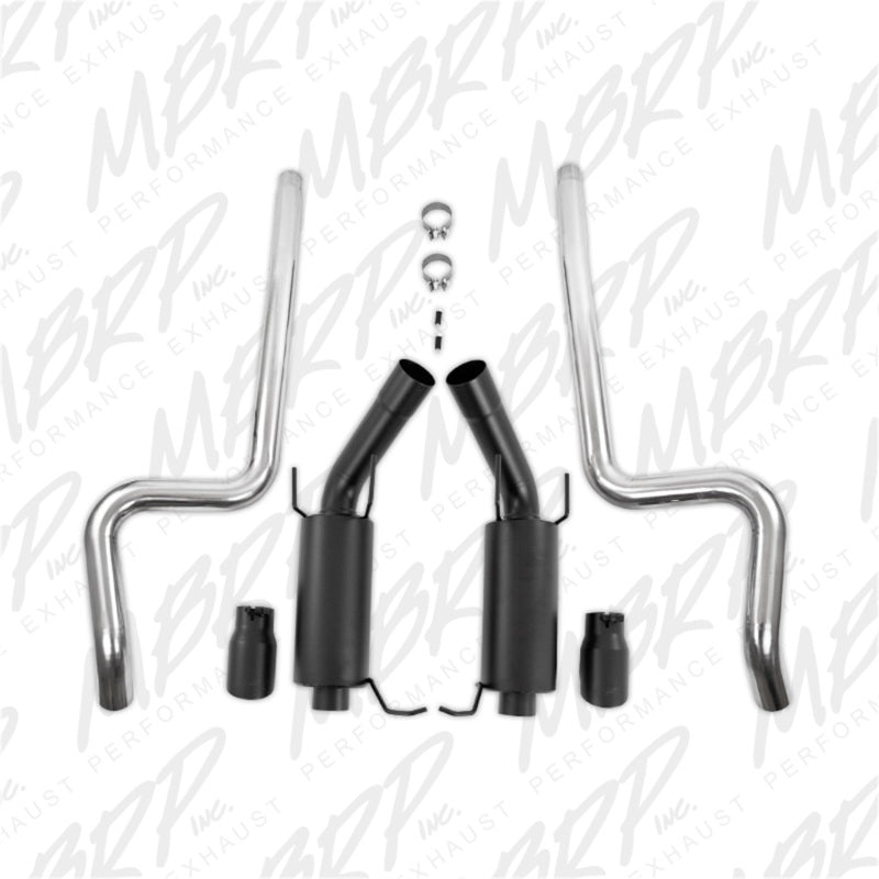 MBRP 11-14 Ford Mustang GT 5.0L 3in Cat Back Dual Split Rear Street Version 4in Tips - Black - Black Ops Auto Works