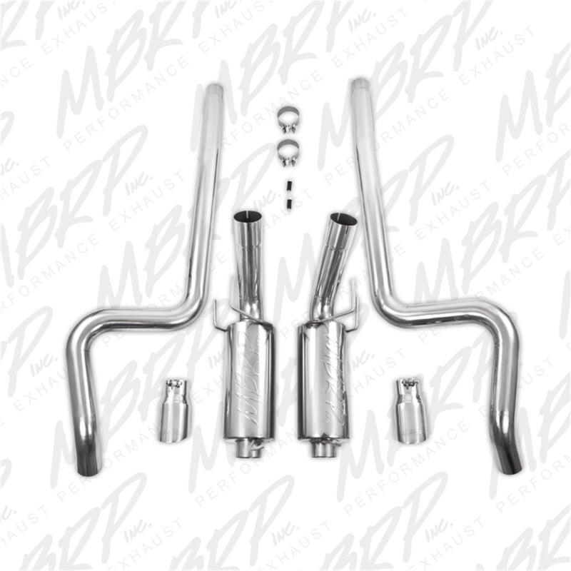 MBRP 11-14 Ford Mustang GT 5.0L Dual Split Rear Street Version T409 3in Cat Back Exhaust System - Black Ops Auto Works