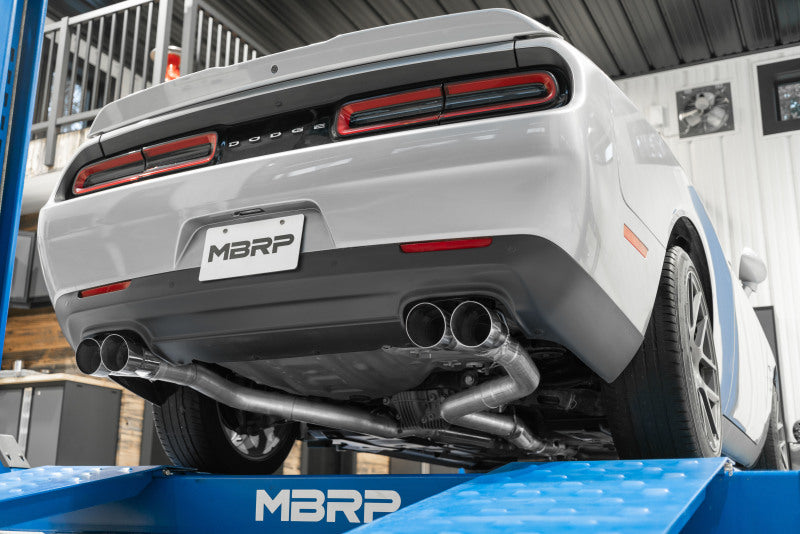 MBRP 15-16 Dodge Challenger RT 5.7L Aluminized Steel 3in Dual Rear Cat-back Quad Tips - Street - Black Ops Auto Works