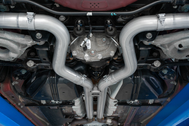 MBRP 18-22 Ford Mustang GT 5L T304 SS 3in Cat-Back Dual Rear w/4in Quad Carbon Fiber Tips (Street) - Black Ops Auto Works
