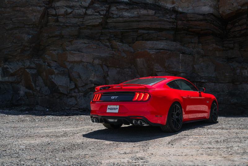 MBRP 18-22 Ford Mustang GT 5L T304 SS 3in Cat-Back Dual Rear w/4in Quad Carbon Fiber Tips (Street) - Black Ops Auto Works