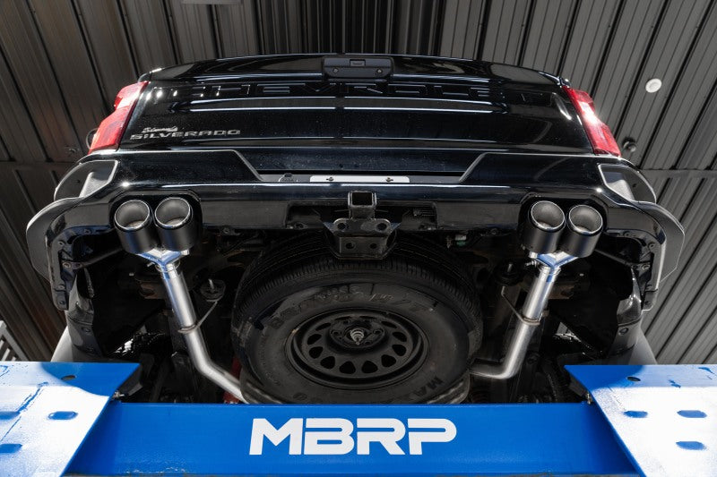 MBRP 19-21 Chevy Silverado 1500 6.2L 2.5in Dual Split Rear Cat Back w/ Quad Carbon Fiber Tips- T304 - Black Ops Auto Works