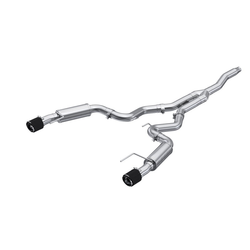 MBRP 19-22 Ford Mustang 2.3 EcoBoost 3in Cat-Back Dual Split Rear w/4.5in Carbon Fiber Tips (Race) - Black Ops Auto Works