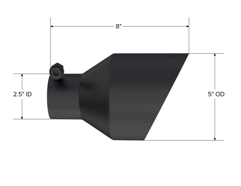 MBRP MBRP Black-Coated Tip 2.5in ID, 5in OD Out, 8in Length, Angle Cut, Dual Wall