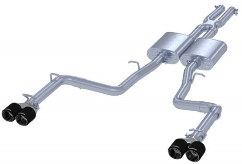MBRP 2015+ Dodge Challenger 3.6L SS 2.5in Quad Tip Split Rear Exit w/ Carbon Fiber Tips - T304 - MBRP PS71113CF