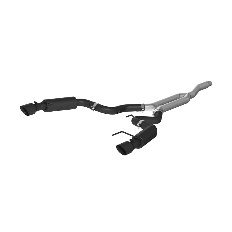 MBRP 15-19 Ford Mustang EcoBoost 2.3L Black 3in Cat Back Dual Split Rear Exit (Race Version) - MBRP PS7275BLK