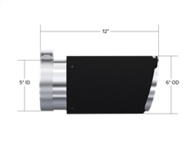 MBRP Universal Carbon Fiber Tip 6in OD/5in Inlet/12in L - Angle Cut Tip - MBRP PT5075CF