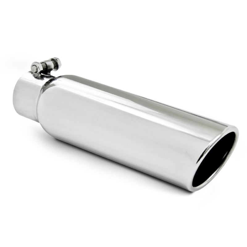 MBRP Universal Tip 3.5in OD 2.5in Inlet 12in L Angled Cut Rolled End Clampless No-Weld T304 - MBRP PT5148