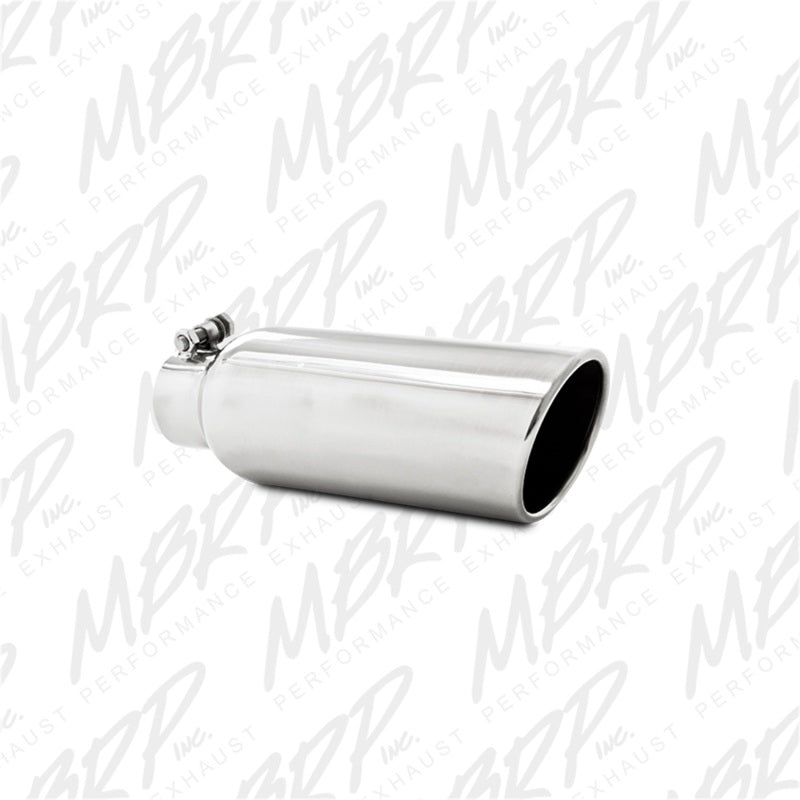 MBRP Universal Tip 4in OD 2.5in Inlet 12in Length Angled Cut Rolled End Clampless No-Weld T304 - MBRP PT5150