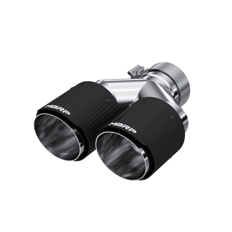 MBRP 3in ID / Dual 4in OD Out Staggered L 9.87in / R 9.37in Dual Wall Carbon Fiber Univ Exhaust Tip - MBRP PT5182CF