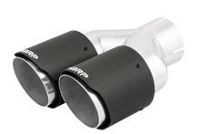 Load image into Gallery viewer, MBRP 3in ID / Dual 4in OD Out Staggered L 9.87in / R 9.37in Dual Wall Carbon Fiber Univ Exhaust Tip - MBRP PT5182CF