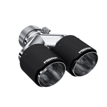 Load image into Gallery viewer, MBRP 3in ID / Dual 4in OD Out Staggered L 9.37in / R 9.87in Dual Wall Carbon Fiber Univ Exhaust Tip - MBRP PT5183CF