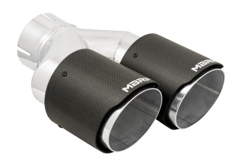 MBRP 3in ID / Dual 4in OD Out Staggered L 9.37in / R 9.87in Dual Wall Carbon Fiber Univ Exhaust Tip - MBRP PT5183CF