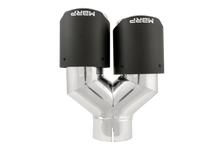 Load image into Gallery viewer, MBRP 3in ID / Dual 4in OD Out Staggered L 9.37in / R 9.87in Dual Wall Carbon Fiber Univ Exhaust Tip - MBRP PT5183CF