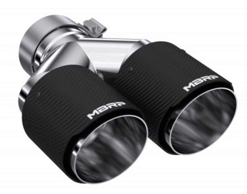 MBRP 3in ID / Dual 4in OD Out Staggered L 9.37in / R 9.87in Dual Wall Carbon Fiber Univ Exhaust Tip - MBRP PT5183CF